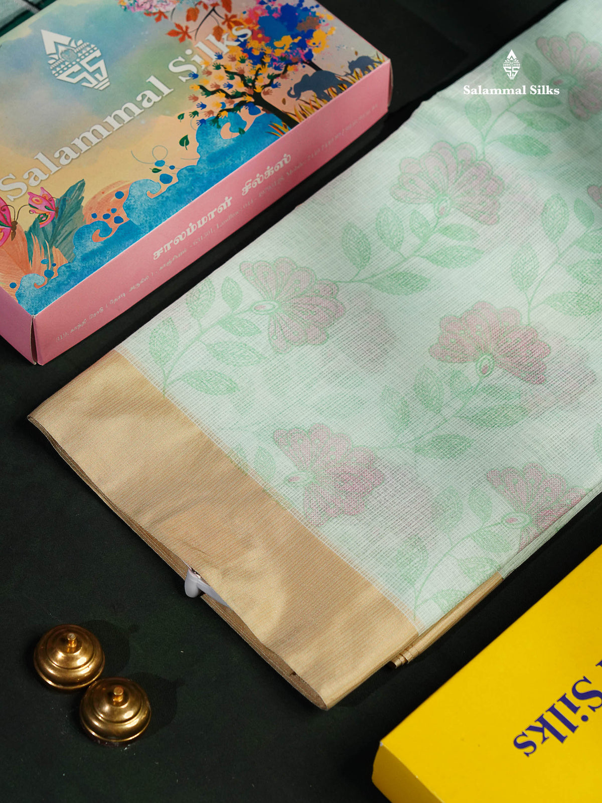 Beautiful Pastel Blue Kota Cotton Fancy Saree With Contrast Sandal Plain Border