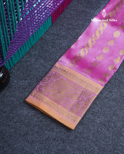 Pure Silk Pattu Pavadai (Light Pink) With Peach Blouse 20"