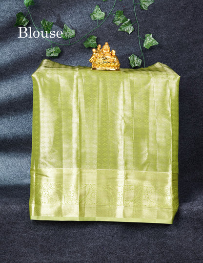 Semi Silk Pattu Pavadai Tissue (Violet) with Pista Green Blouse 27"
