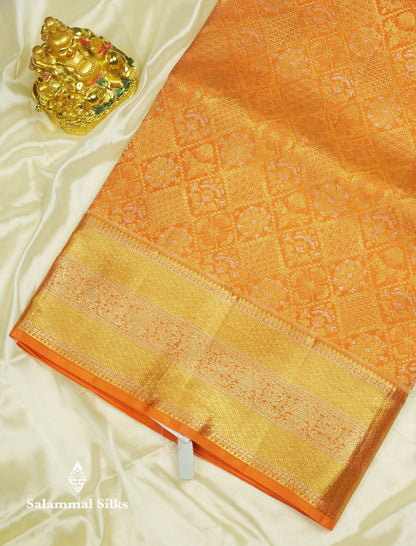 Pinkish Red Bridal Pure Kanjivaram Silk Saree With Self Border