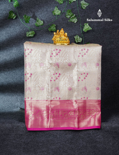 Semi Silk Pattu Pavadai Tissue (Orange) with Pista Green Blouse 27"