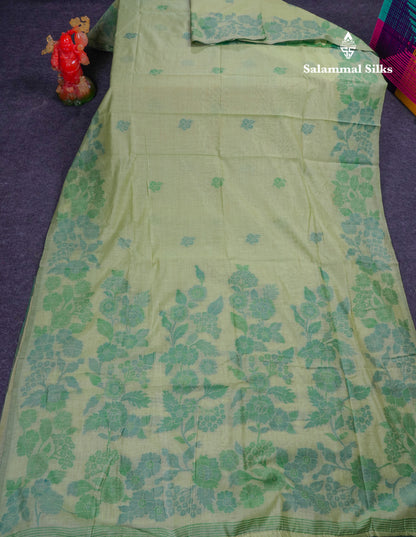 Beautiful Dark Peach Muga Cotton Saree With Contrast Maroon Blouse
