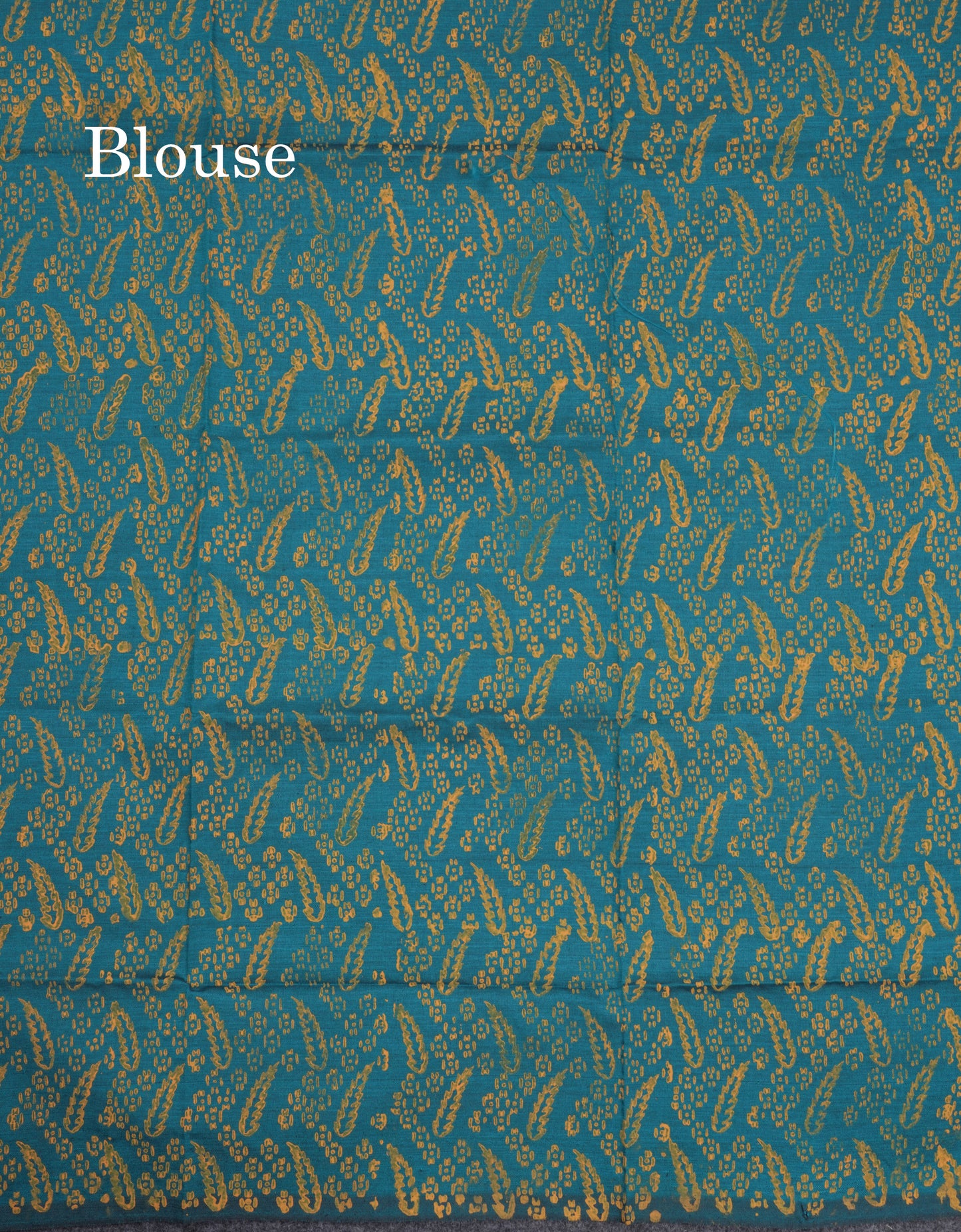 Orange South Cotton Printed Saree With Contrast Sapphire Green Blouse