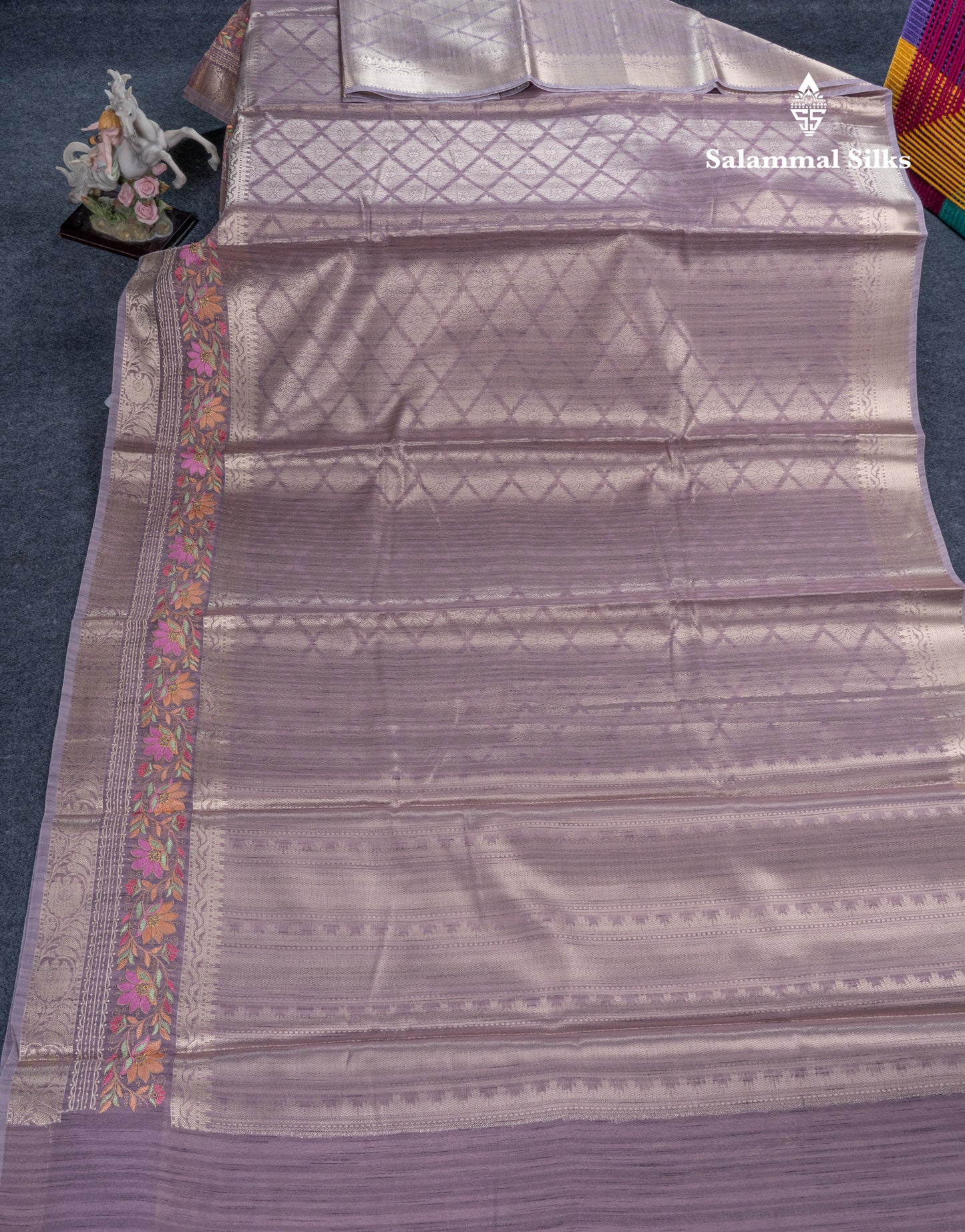 Light Violet Semi Tussar Fancy Saree With Embroidery Border