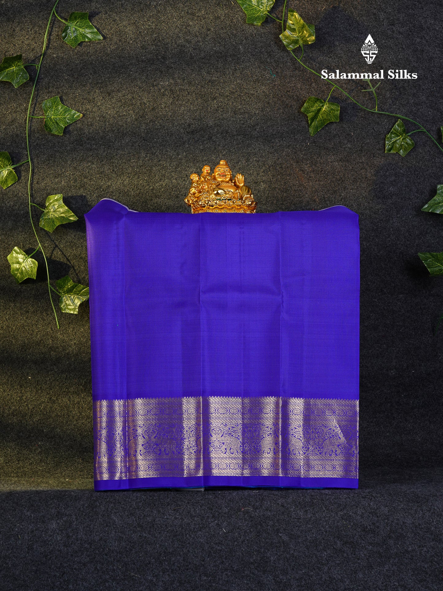 Beautiful Pure Silk Pattu Pavadai Zari Checks With Butta (Sapphire Green) With Contrast Violet Blouse 18"