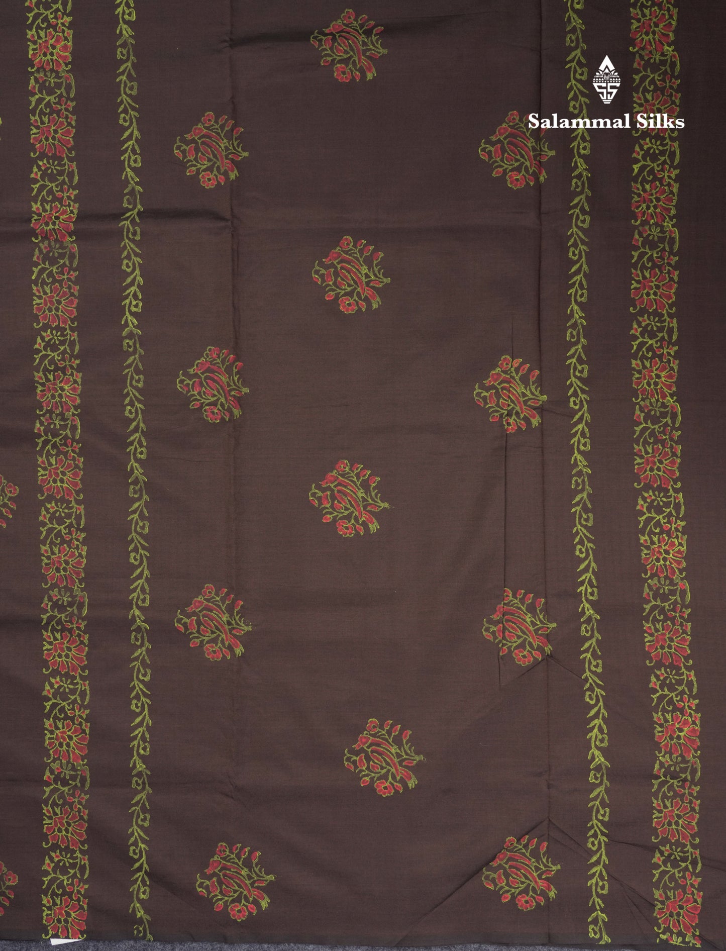 Brown South Cotton Printed Saree With Contrast Orange Blouse