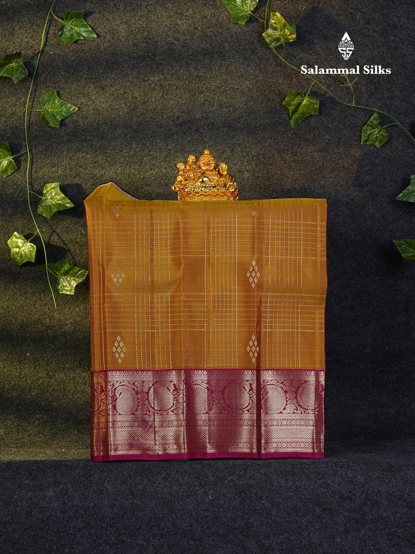 Beautiful Pure Silk Pattu Pavadai (Maroon) With Contrast Olive Mustard Yellow Blouse 18"