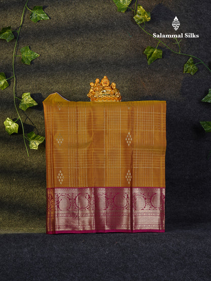 Beautiful Pure Silk Pattu Pavadai (Maroon) With Contrast Olive Mustard Yellow Blouse 18"
