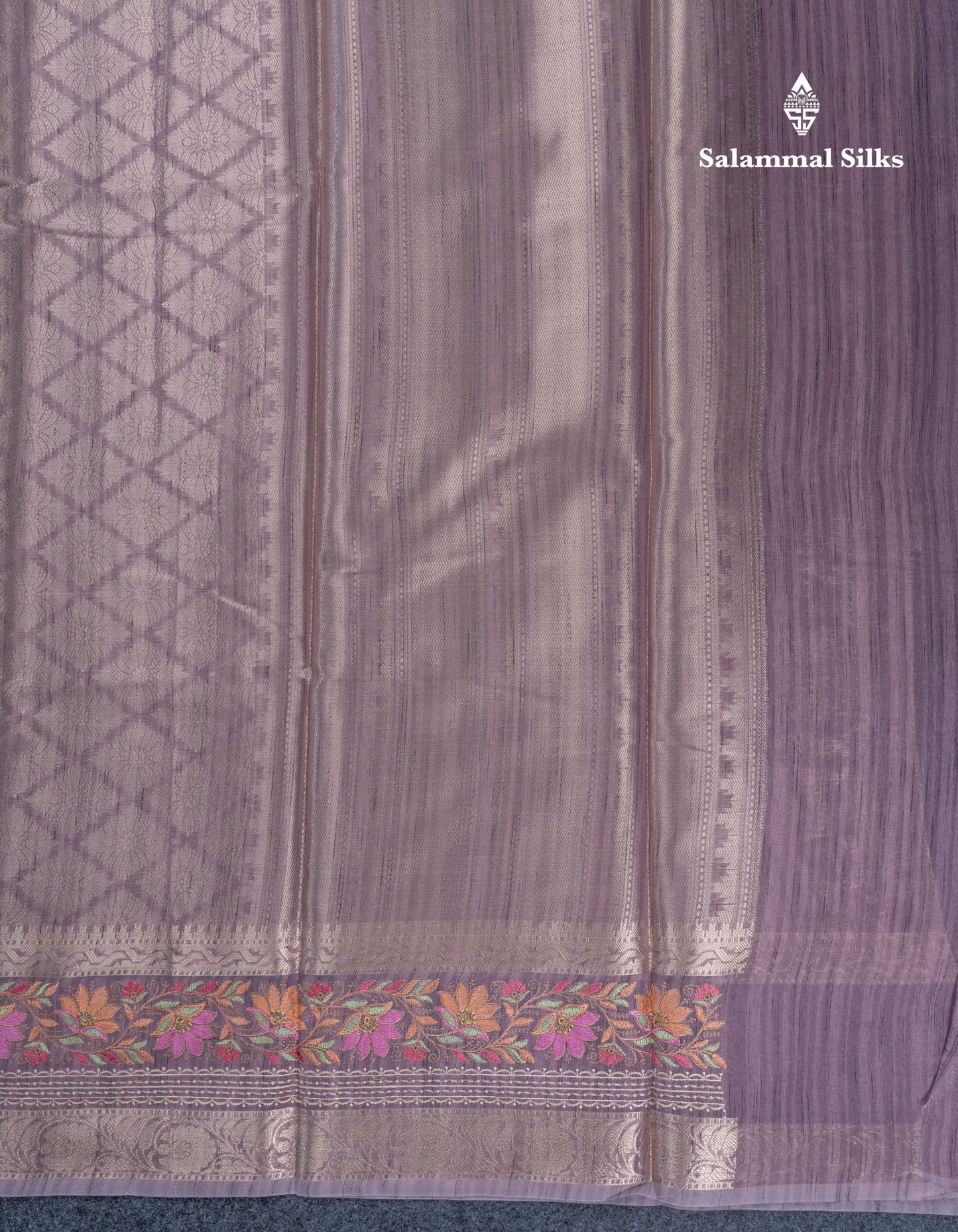 Light Violet Semi Tussar Fancy Saree With Embroidery Border
