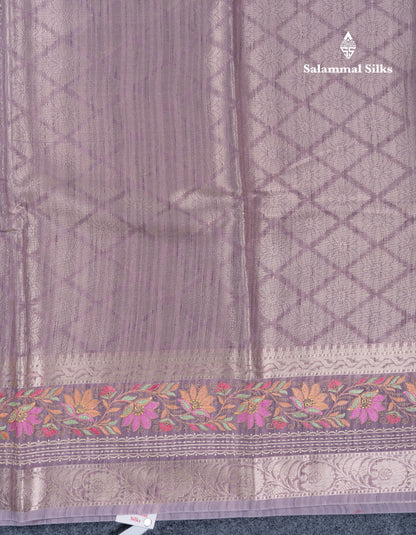 Light Violet Semi Tussar Fancy Saree With Embroidery Border