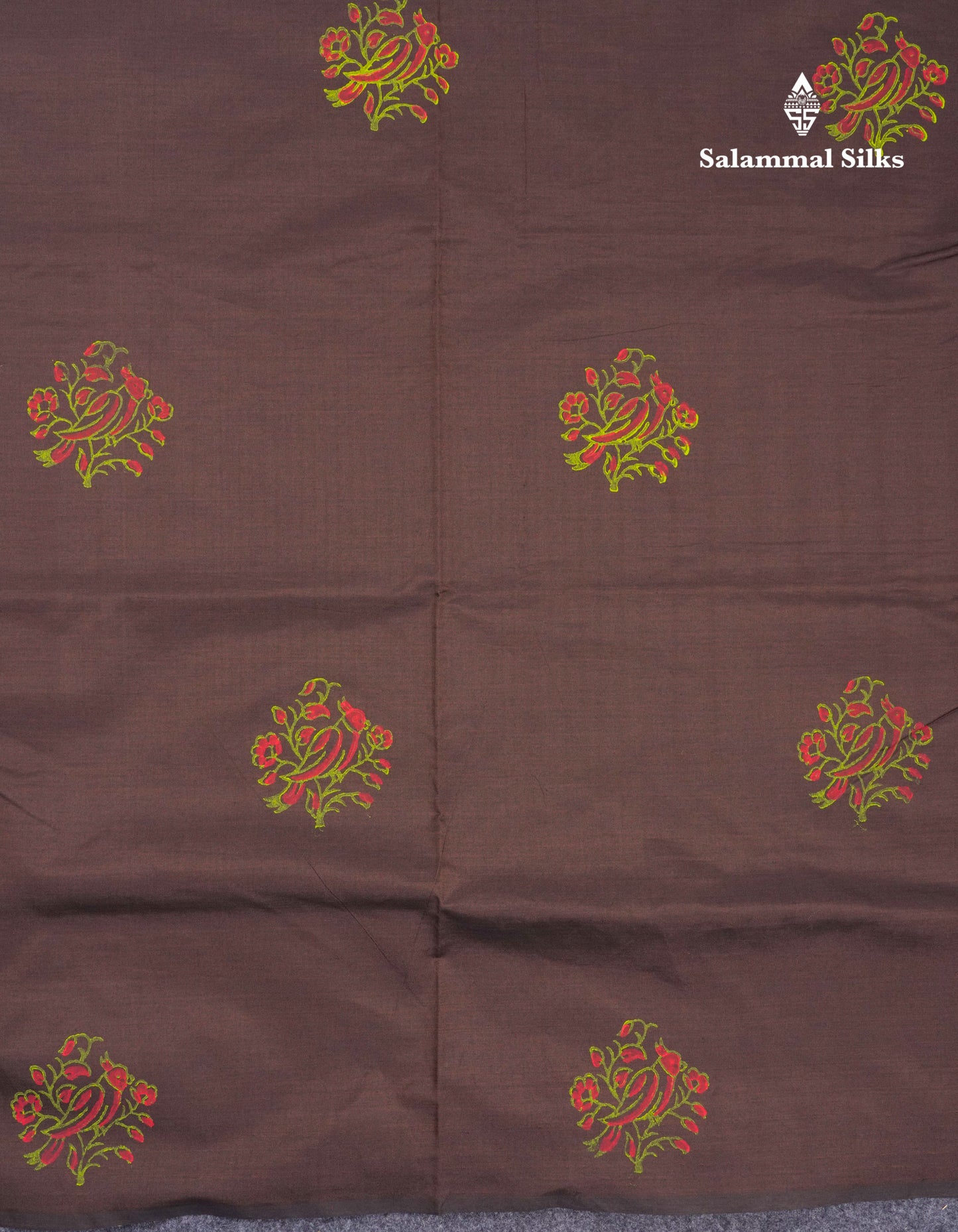 Brown South Cotton Printed Saree With Contrast Orange Blouse