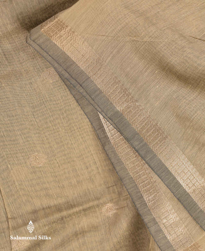 Beautiful Light Chocolate Maheshwar Cotton Saree With Contrast Light Lavender Blouse