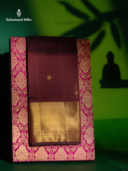 Maroon Beautiful Small Buttas Pure Kanjivaram Silk Saree With Self Border