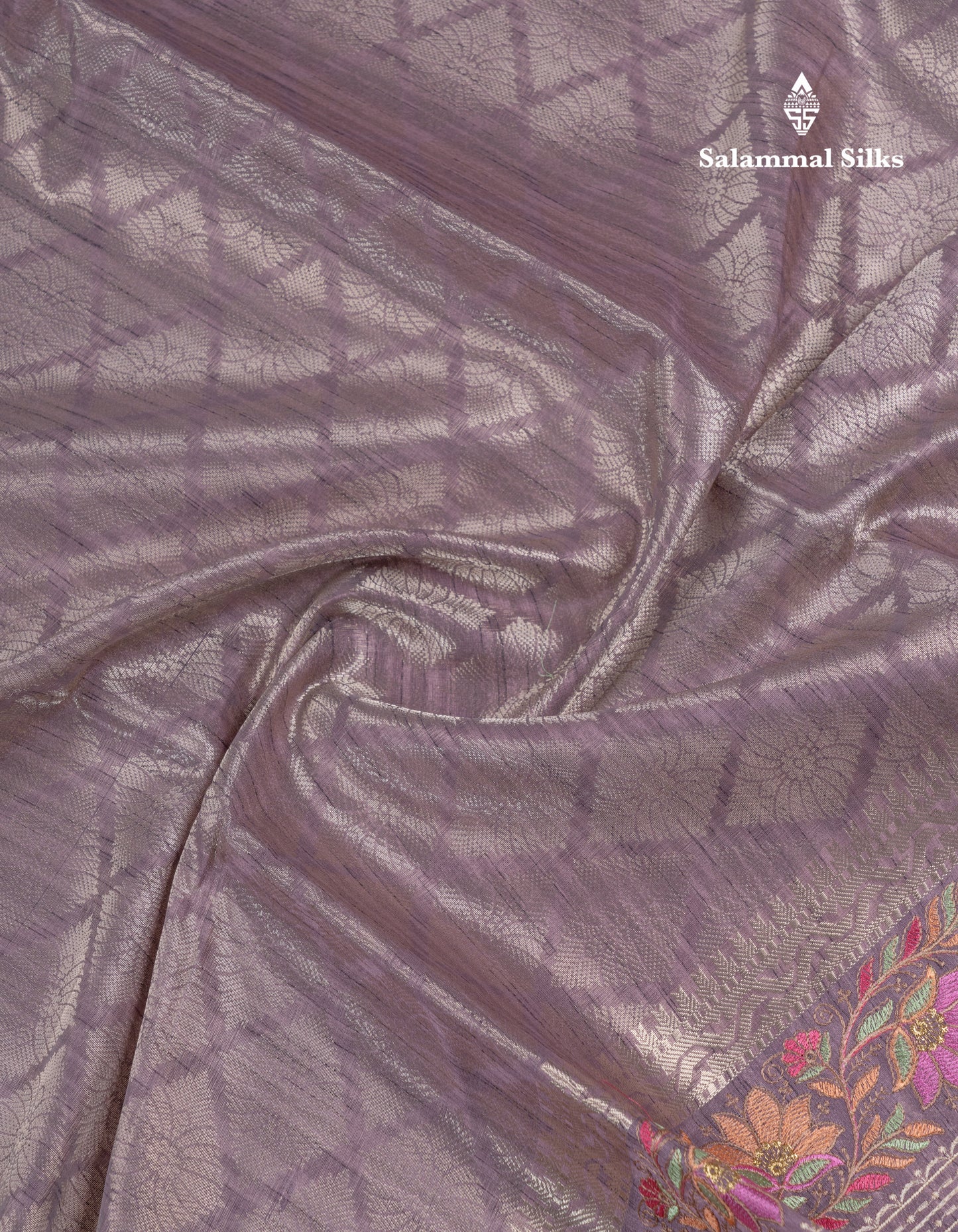 Light Violet Semi Tussar Fancy Saree With Embroidery Border
