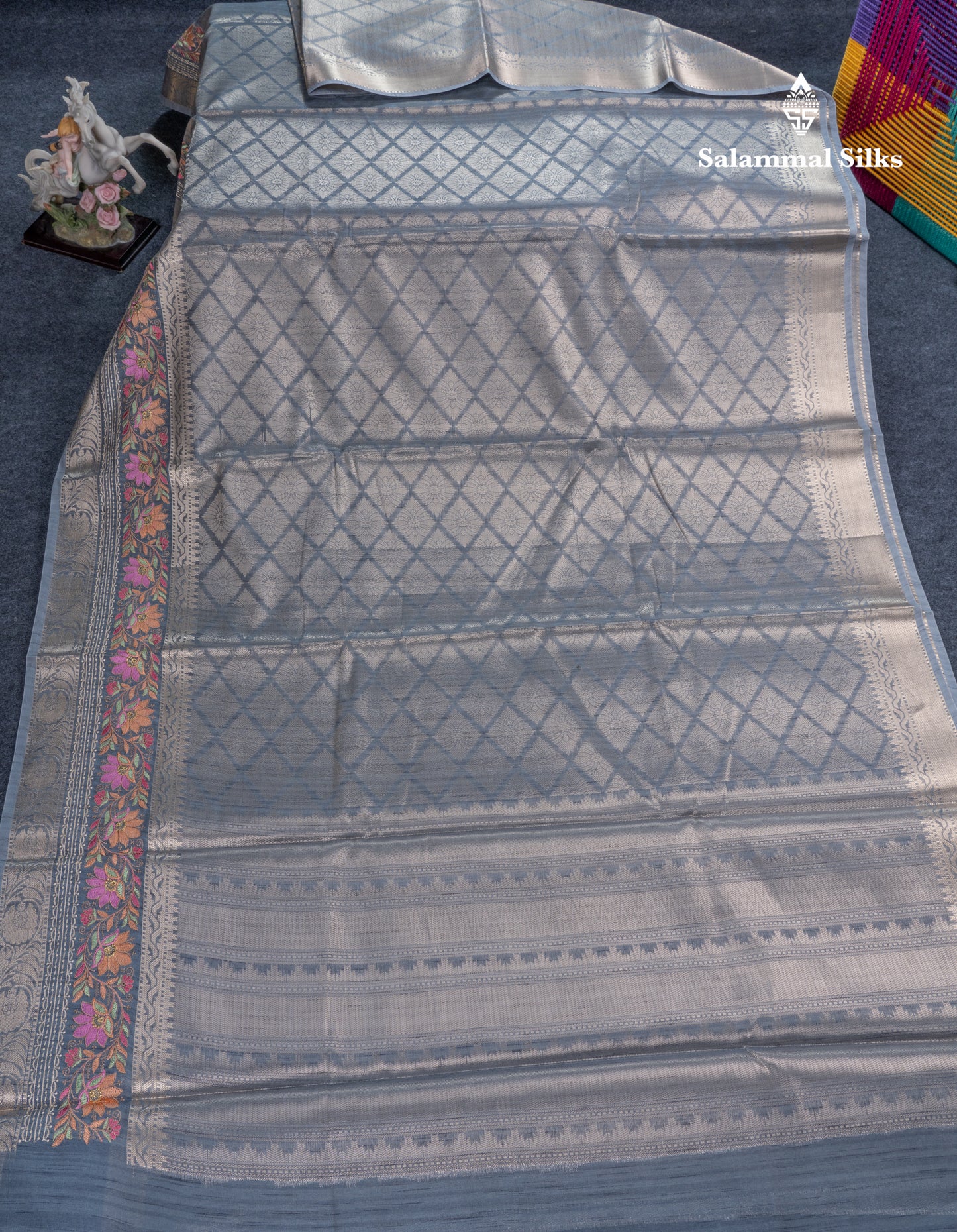 Light Violet Semi Tussar Fancy Saree With Embroidery Border