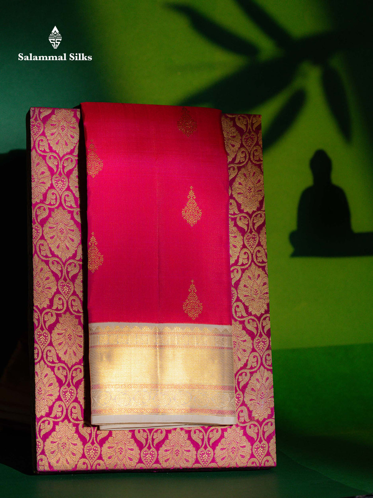 Korvai Beautiful Dual Tone Pink Pure Kanjivaram Silk Saree With Contrast Cream Sandal Traditional Border