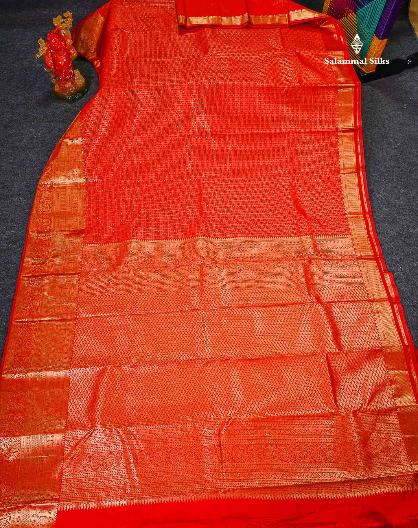 Semi Silk Saree - Redish Maroon Small Checks With Butta Along With Traditional Evening Morning Border