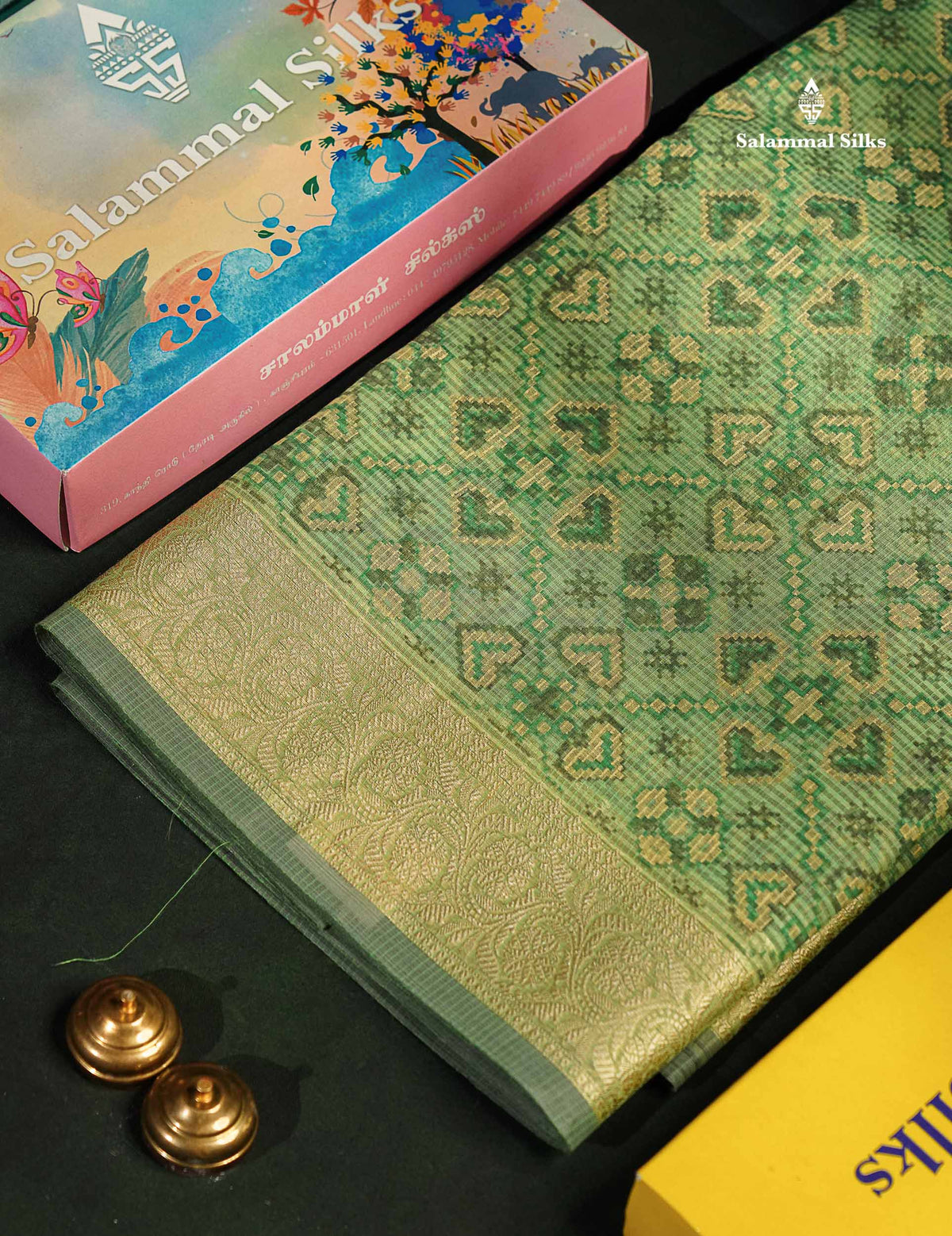 Beautiful Light Elachi Green Kota Cotton Fancy Saree With Fancy Border