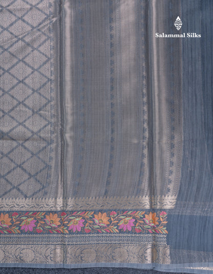 Light Violet Semi Tussar Fancy Saree With Embroidery Border