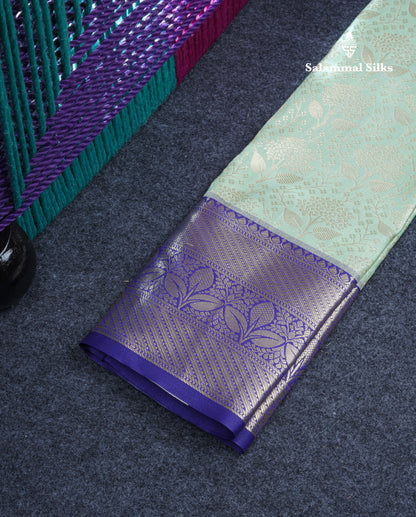 Semi Pattu Pavadai ( Light Green ) With Violet Blouse 21"