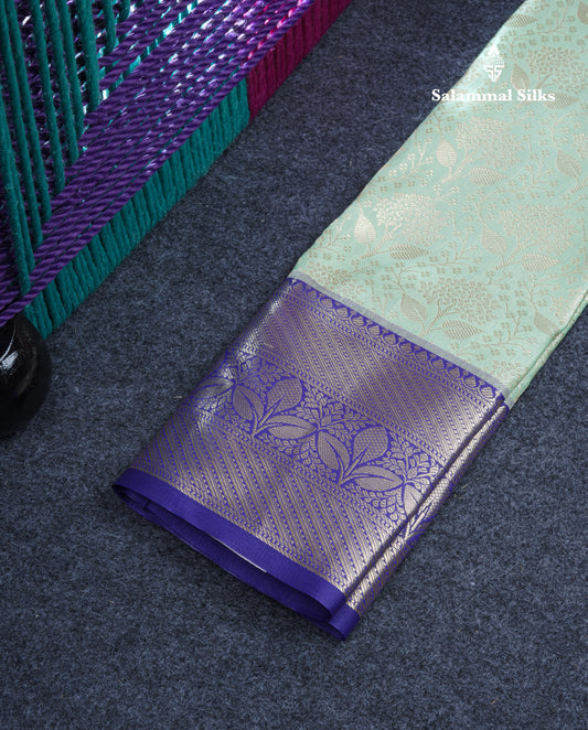 Semi Pattu Pavadai ( Light Green ) With Violet Blouse 21"