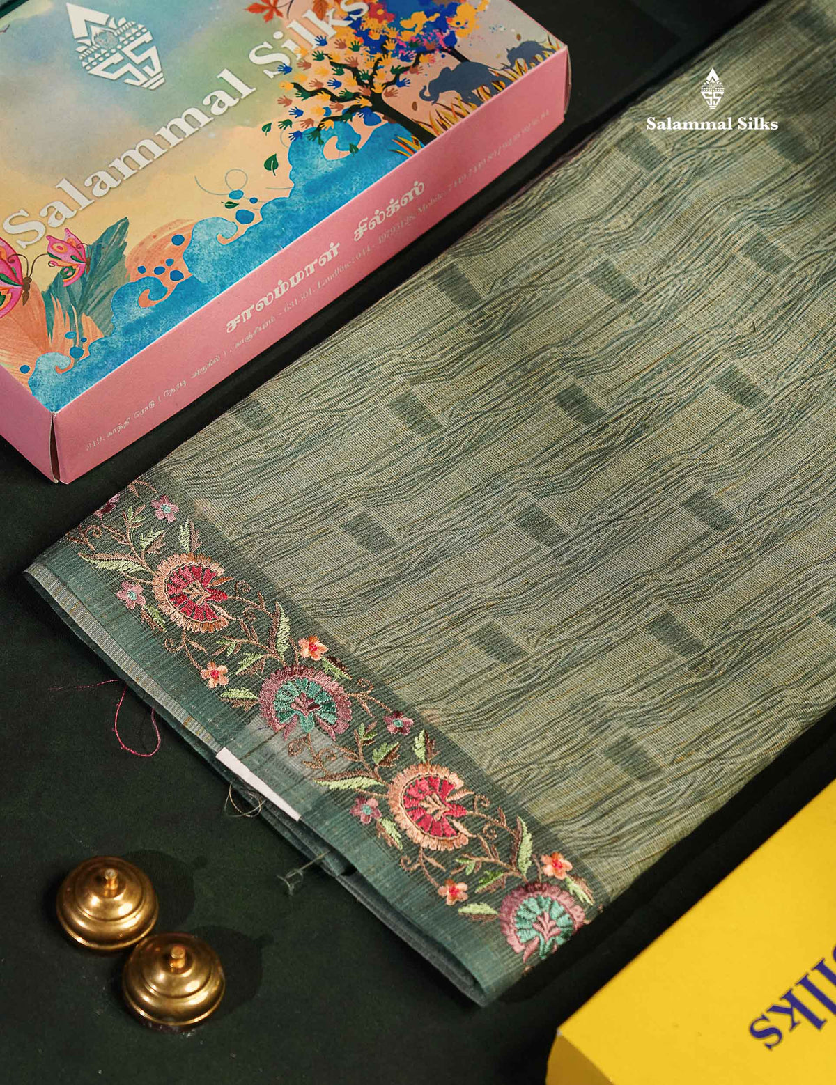 Beautiful Light Elaichi Green Kota Cotton Fancy Saree With Small Embrodiery Border