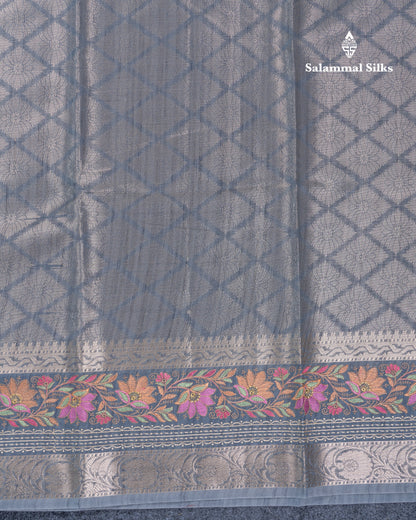 Light Violet Semi Tussar Fancy Saree With Embroidery Border