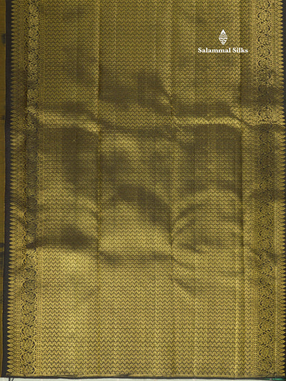 Mustard Yellow Fancy Pure Kanjivaram Silk Saree with Contrast Blouse