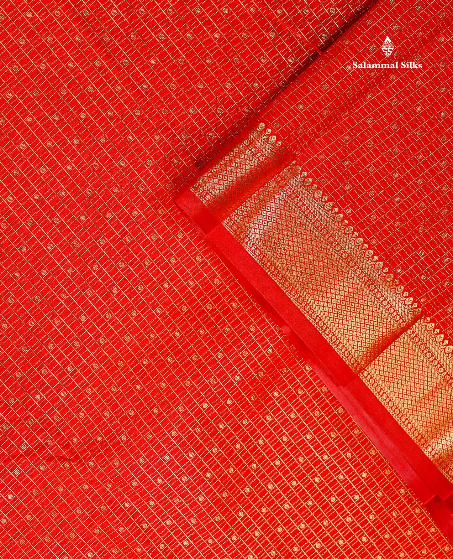 Semi Silk Saree - Redish Maroon Small Checks With Butta Along With Traditional Evening Morning Border