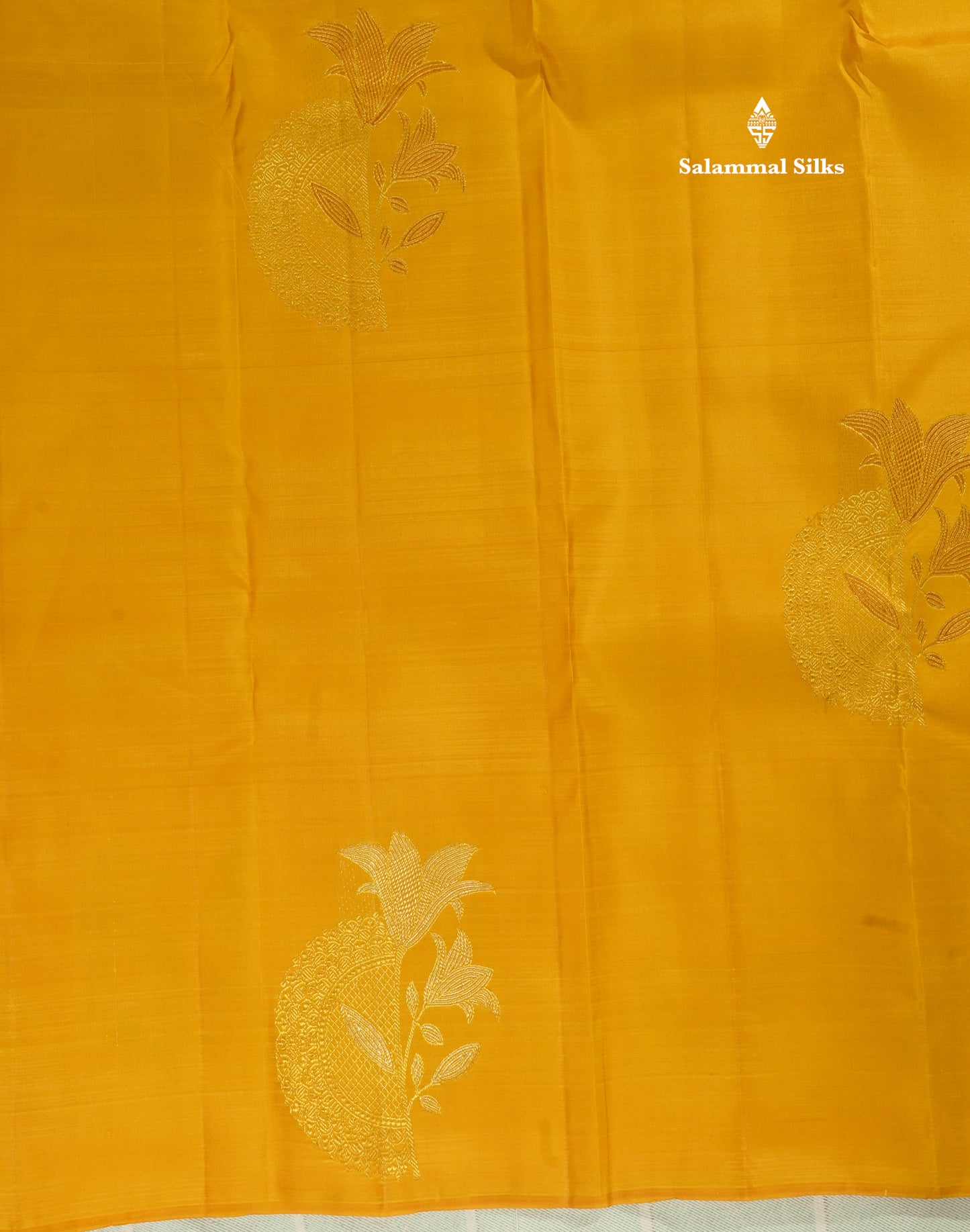 Mustard Yellow Fancy Pure Kanjivaram Silk Saree with Contrast Blouse