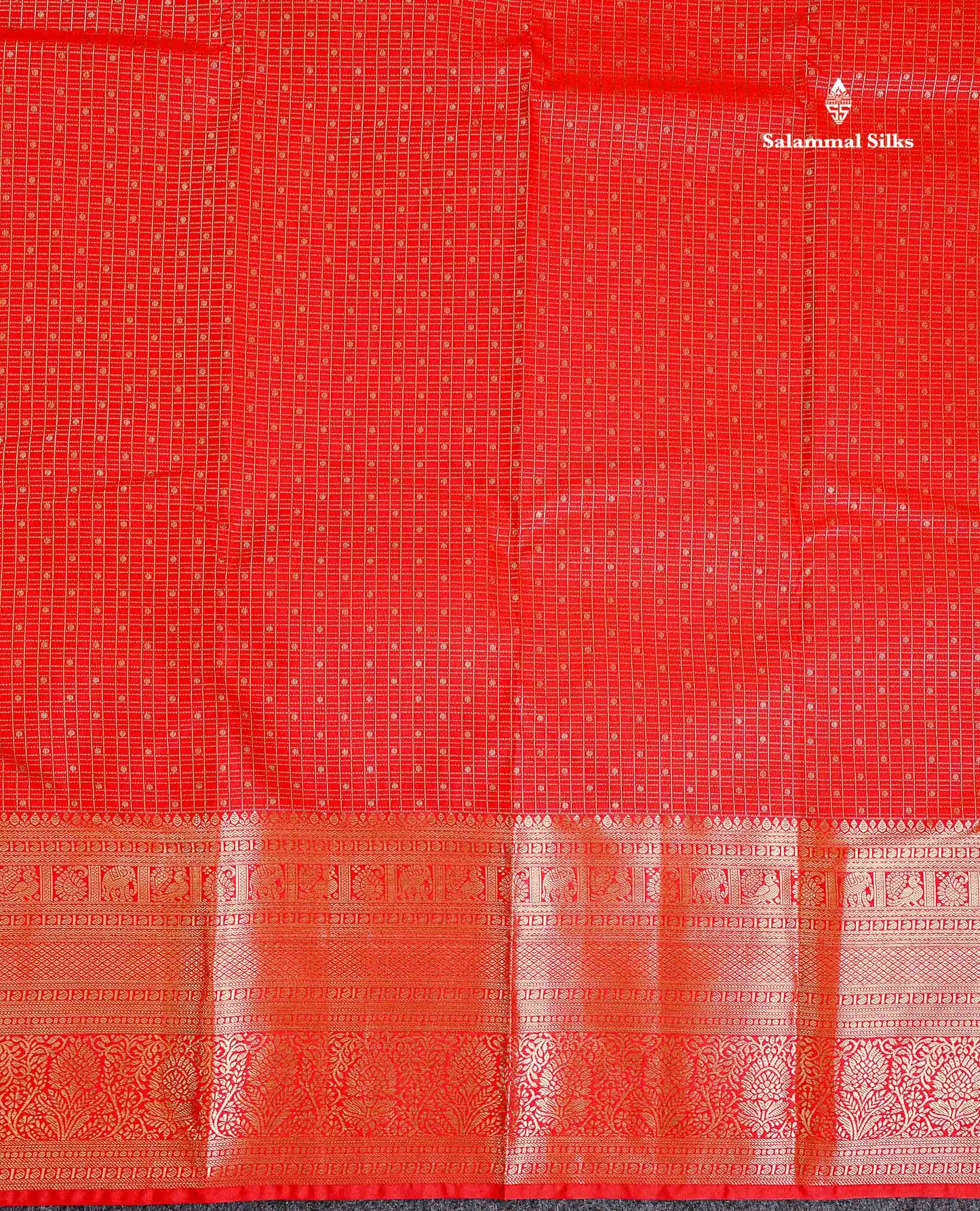 Semi Silk Saree - Redish Maroon Small Checks With Butta Along With Traditional Evening Morning Border
