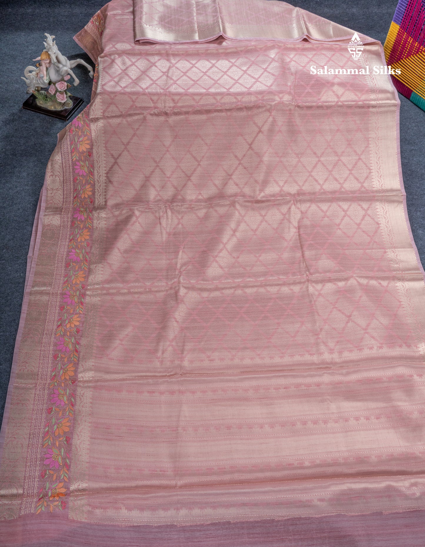 Light Violet Semi Tussar Fancy Saree With Embroidery Border