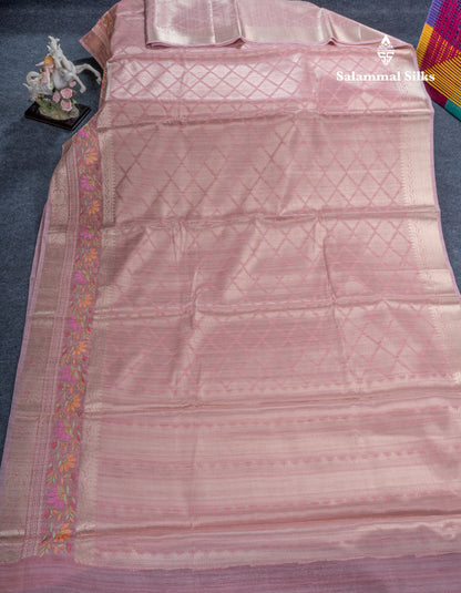 Light Violet Semi Tussar Fancy Saree With Embroidery Border
