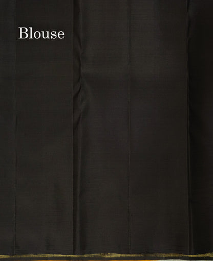 Mustard Yellow Fancy Pure Kanjivaram Silk Saree with Contrast Blouse