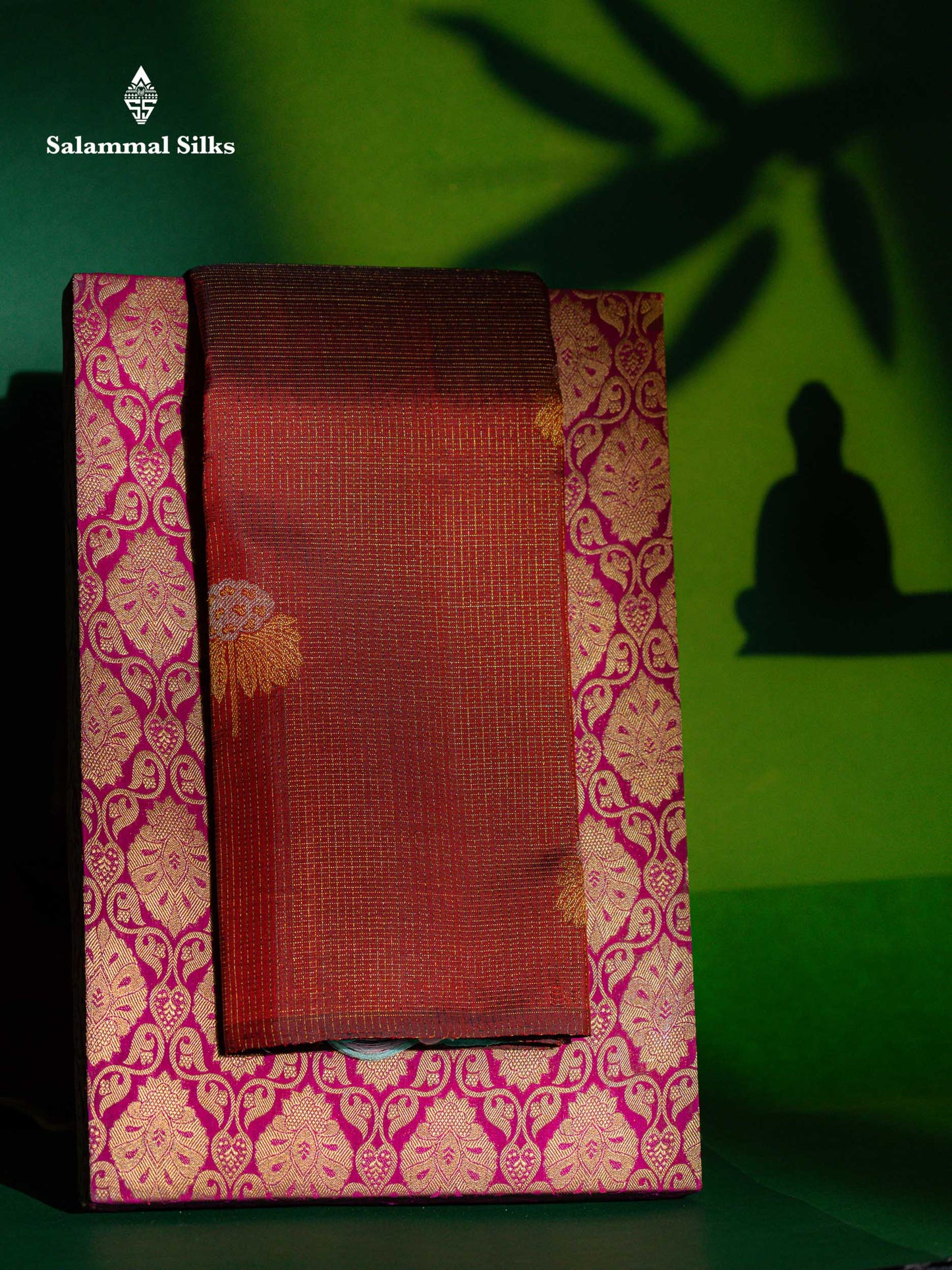Maroon Vairaoosi Tiny Zari Checks Pure Kanjivaram Silk Saree With Fancy Contrast Multicolour Paalum Pazham Checks Pallu & Blouse