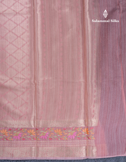 Light Violet Semi Tussar Fancy Saree With Embroidery Border