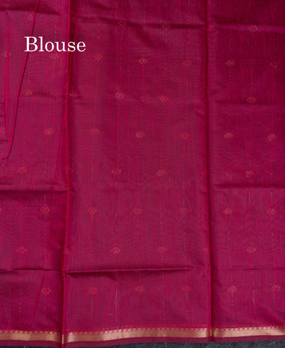 Beautiful Light Grey Stripes With Butta Maheshwar Cotton Saree With Contrast Black Blouse