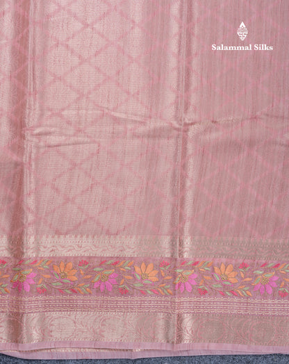 Light Violet Semi Tussar Fancy Saree With Embroidery Border