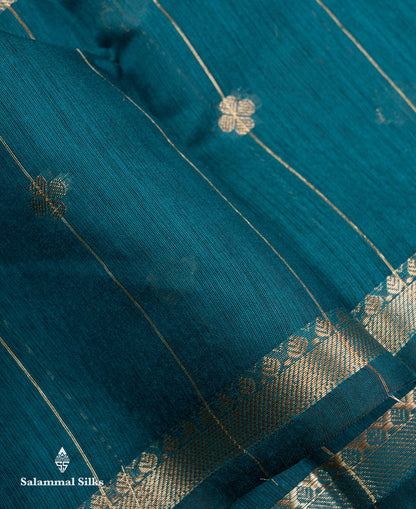 Beautiful Light Grey Stripes With Butta Maheshwar Cotton Saree With Contrast Black Blouse