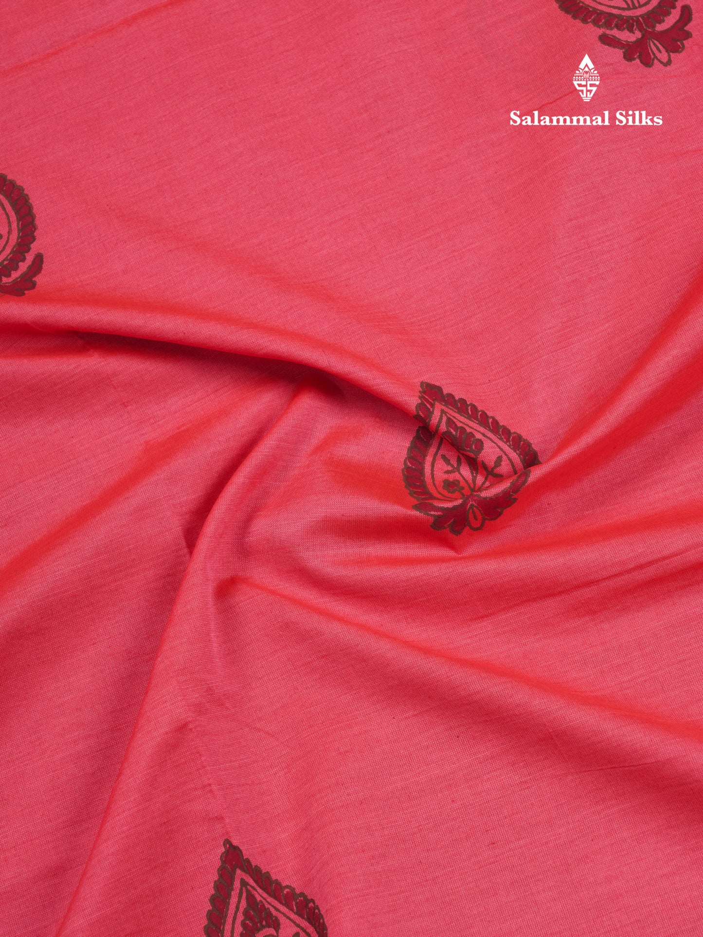 Pink South Cotton Printed Saree With Contrast Dark Brown Blouse