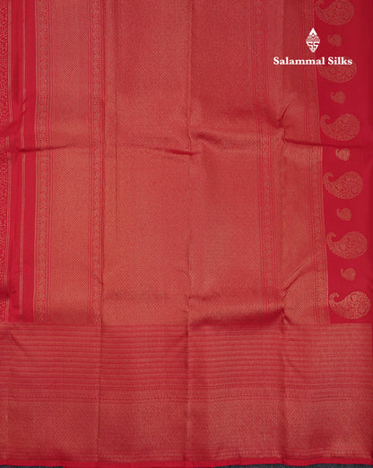Beautiful Redish Maroon Pure Kanjivaram Silk Saree With Traditional Evening Morning Border