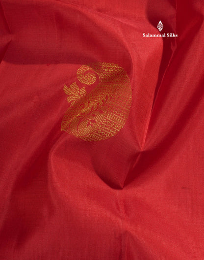 Red Pure Kanjivaram Silk Saree with Self Border