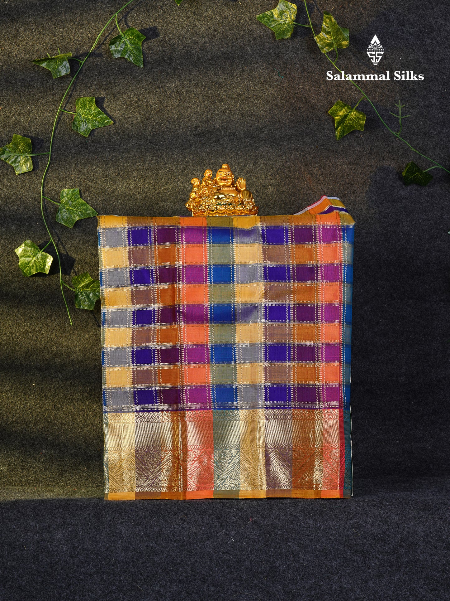 Beautiful Pure Silk Pattu Pavadai Checks (Multicolour) With Contrast Cream Yellow Blouse 18"