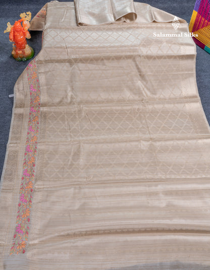 Light Violet Semi Tussar Fancy Saree With Embroidery Border
