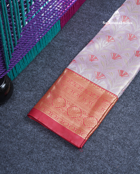 Semi Silk Pattu Pavadai Tissue (Lavender) With Red Blouse 21"