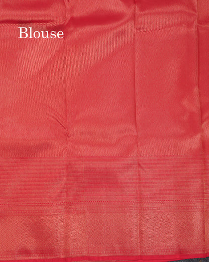 Beautiful Redish Maroon Pure Kanjivaram Silk Saree With Traditional Evening Morning Border