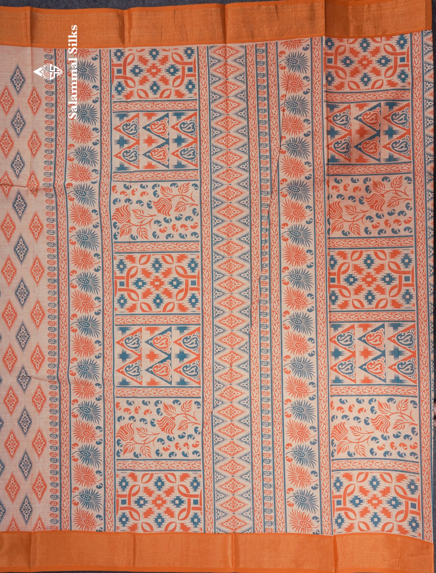 Pastel Blue Colour Printed Pure Cotton Saree With Ribbon Border