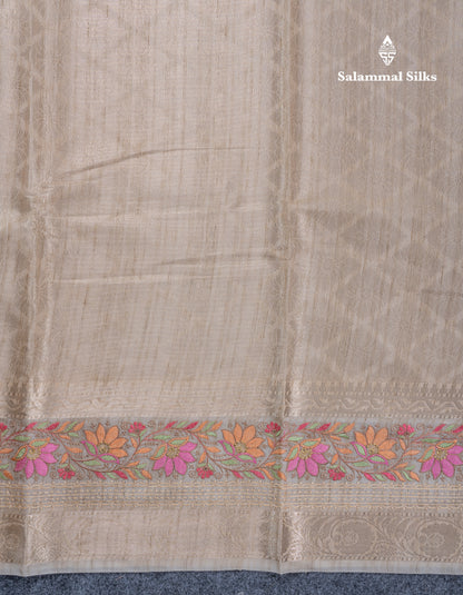 Light Violet Semi Tussar Fancy Saree With Embroidery Border