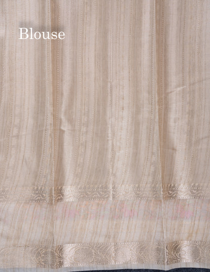 Light Violet Semi Tussar Fancy Saree With Embroidery Border