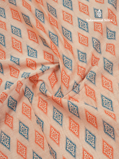 Pastel Blue Colour Printed Pure Cotton Saree With Ribbon Border